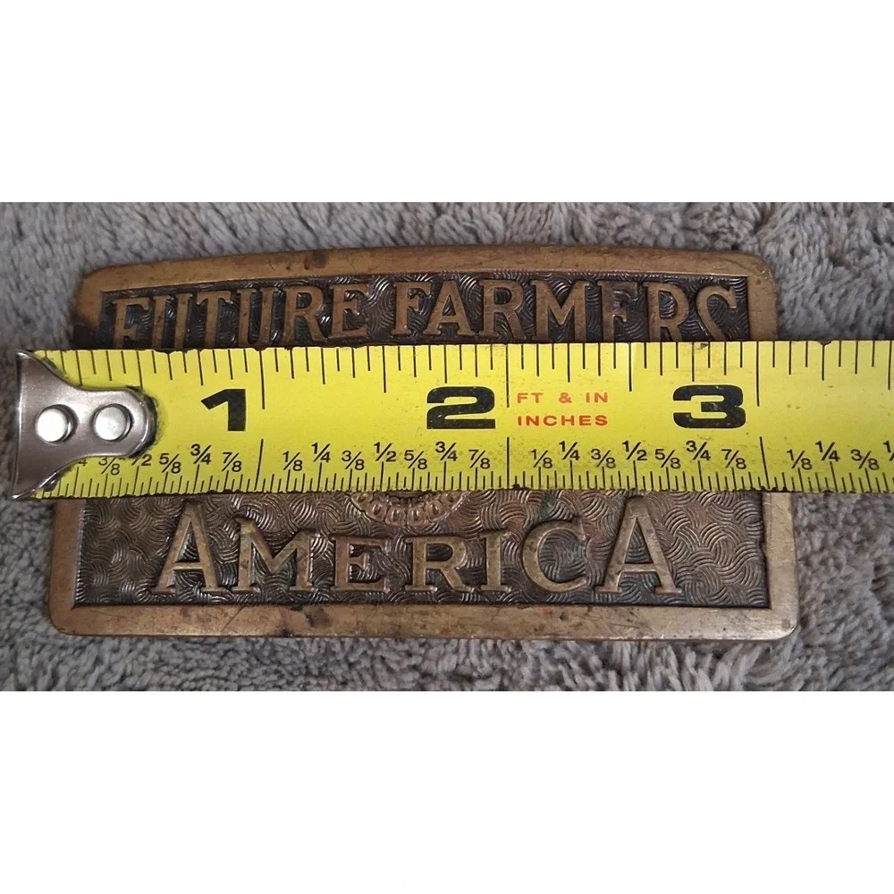 Vintage 1940s FFA Future Farmers of America Brass Belt Buckle Invisible Clamp